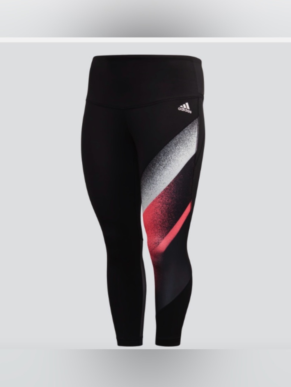adidas Black Leggings with pink and White Gradient Accent